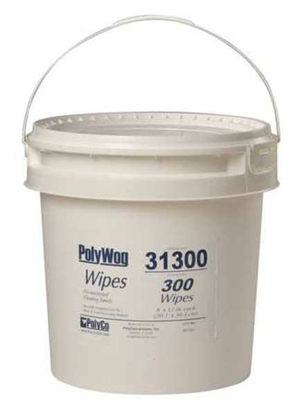 Bucket, 300 Wipes, 12 in x 8 in, Polyco, Mfr#: 31300
