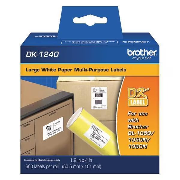 Label, Black/White, Labels/Roll: 600, Brother, Mfr#: DK1240