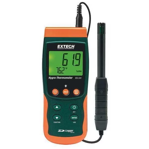 Temp/Humdty Mtr, 5 to 95 per Rel Hum Rnge, Extech, Mfr#: SDL500