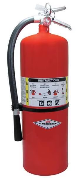 Fire Extinguisher, Class ABC, UL Rating 10A:120B:C, Rechargeable. 20 lb capacity, 21 ft Range, Amerex, Mfr#: A411