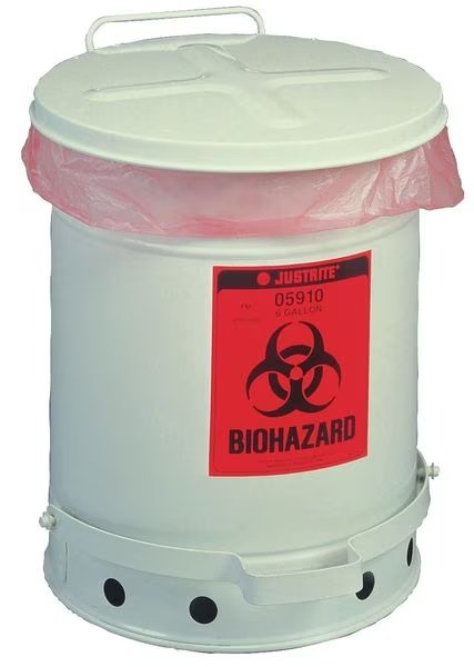 Biohazard Waste Container, Silver, Steel, Justrite, Mfr#: 05934