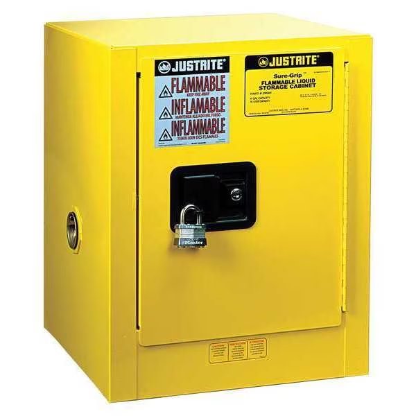 Flammable Safety Cabinet, 4 gal., Yellow, Justrite, Mfr#: 8904205