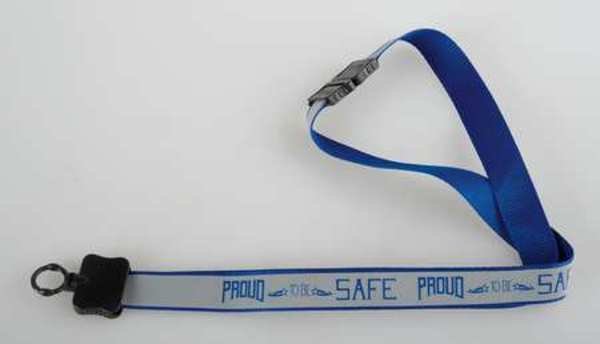 Lanyard, 16 in, Gray, Blue, Quality Resource Group, Mfr#: 23GLYPS