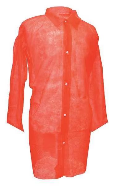 Disp. Lab Coat, 2XL, Poly, Red, PK30, Action Chemical, Mfr#: PP110R-2X