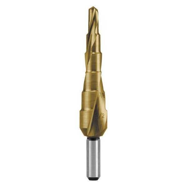 TIN Step Drill Size 1, 3/16 -1/2", Ruko, Mfr#: 101701T