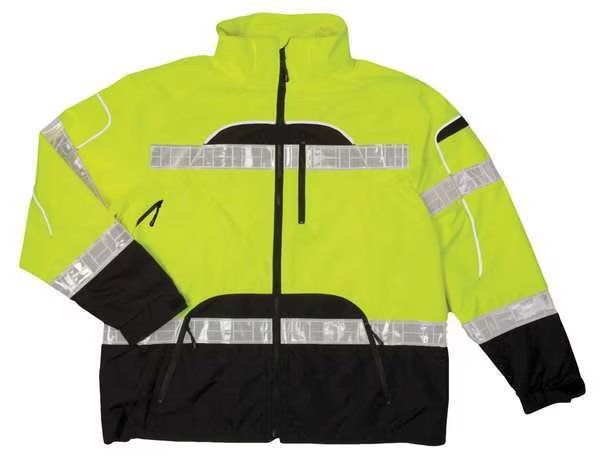 Rain Jacket, Reflctv Piping, Lime, 2XL-3XL, Kishigo, Mfr#: RWJ106-2X-3X
