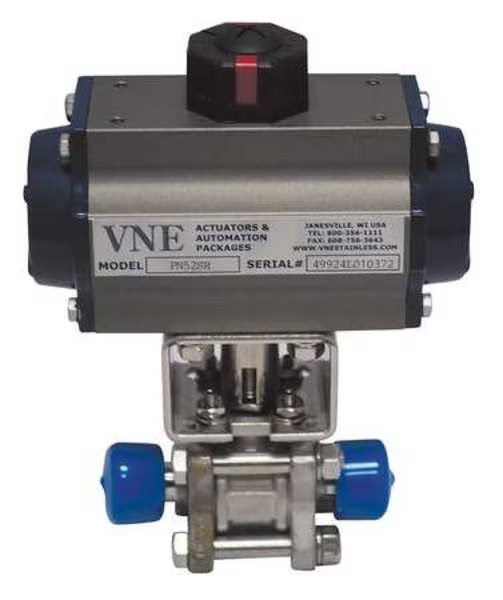1/2" Clamp Stainless Steel Pneumatic Ball Valve Inline, Vne, Mfr#: 90C.5C/52-5SC-XX
