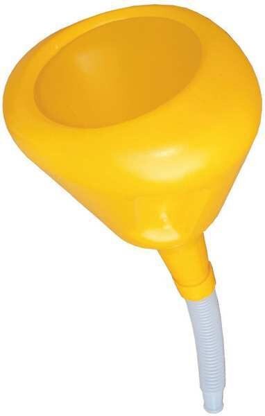 Polyethylene, 3 qt, 21-1/2", 1-7/16", Yellow, Funnel King, Mfr#: 94320