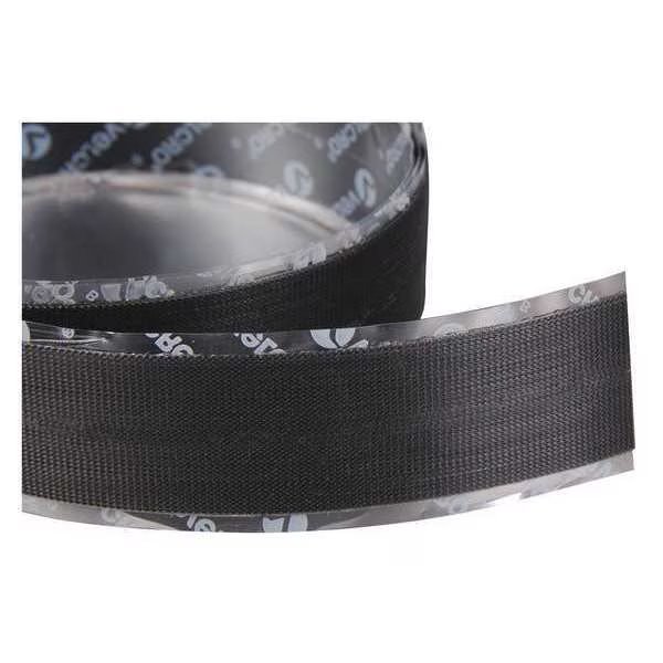 Reclosable Fastener, Rubber Adhesive, 75 ft, 1 in Wd, Black, Velcro Brand, Mfr#: 161151