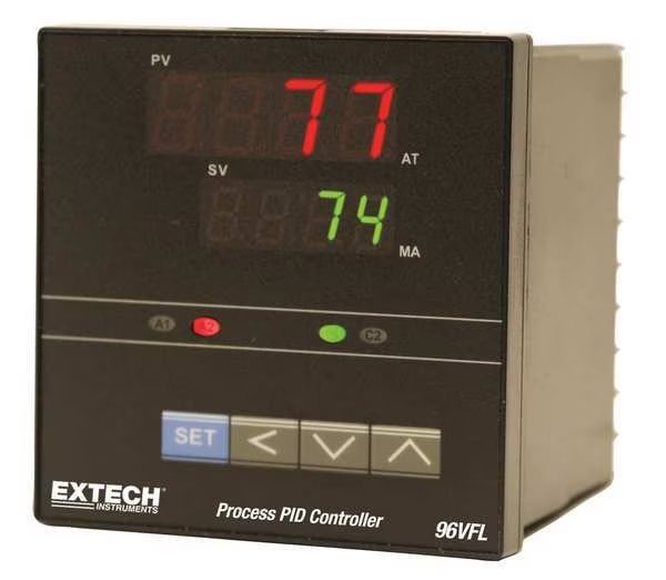 Temperature PID Controller, 1/4 DIN, 5A, Extech, Mfr#: 96VFL11