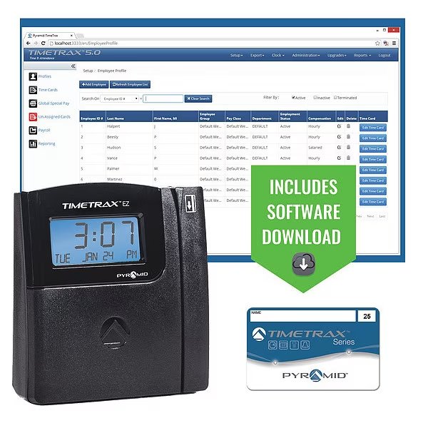Swipe Card Time Clock System, Digital, , Pyramid, Mfr#: TTEZEK