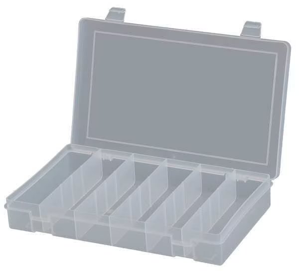 Compartment Box with 6 compartments, Plastic, 1 3/4 in H x 10-13/16 in W, Durham Mfg, Mfr#: SP6-CLEAR