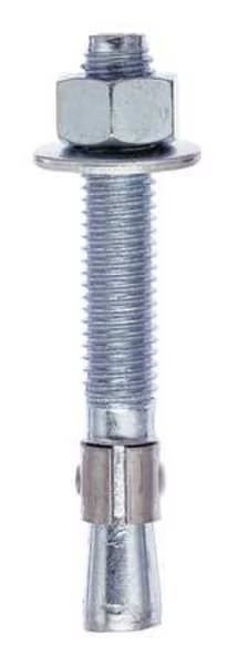 Trubolt Wedge Anchor, 1/2" Dia., 4-1/2" L, Carbon Steel Zinc Plated, 25 PK, Red Head, Mfr#: WS-1244