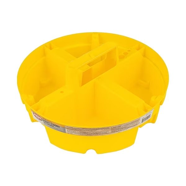 Bucket Stacker Small Parts Organizer, Fits 5 Gal Buckets, 4 Compartments, Yellow, Bucket Boss, Mfr#: 15051
