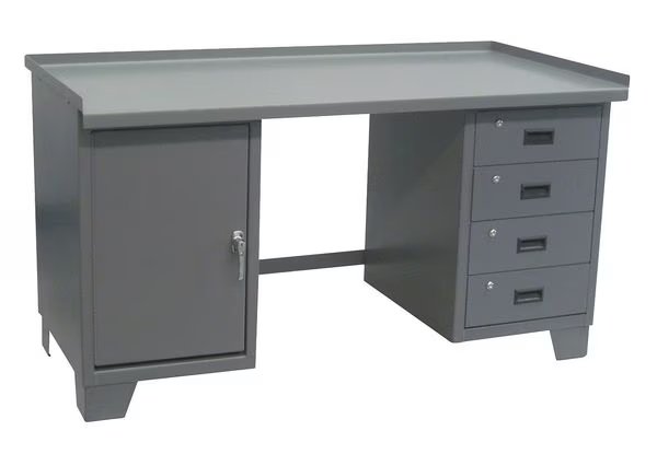 Heavy Duty Work desks, Steel, 72" W, 31" Height, 2000 lb., Pedestal, Jamco, Mfr#: WY372GP