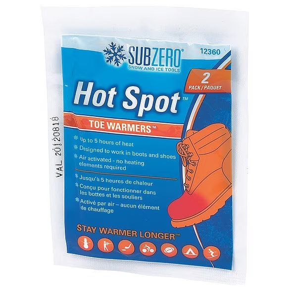 Toe Warmers, 2 x 3 In., PK2, Subzero, Mfr#: 12360