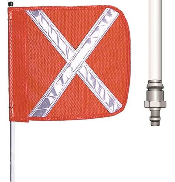 Warning Whip, 5 ft., Includes Flag, Checkers, Mfr#: FS5X-QD-O