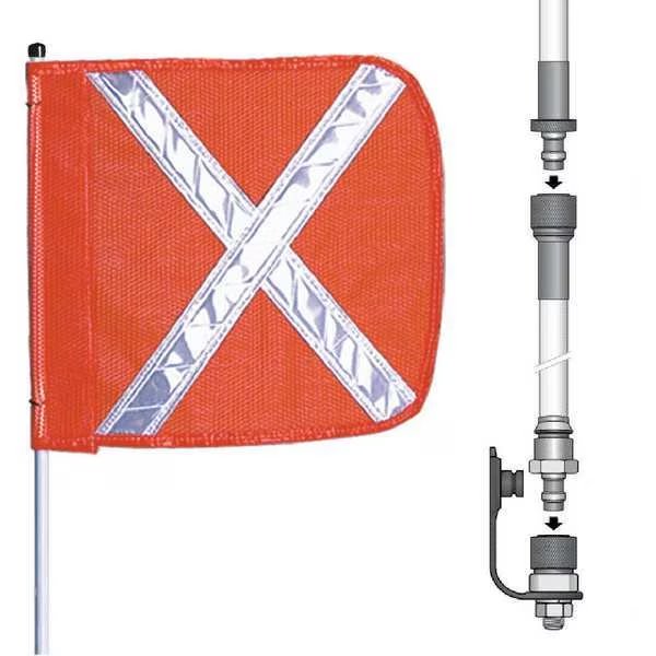 Warning Whip, 12 ft., Includes Flag, Checkers, Mfr#: FS12X-SPQD-O