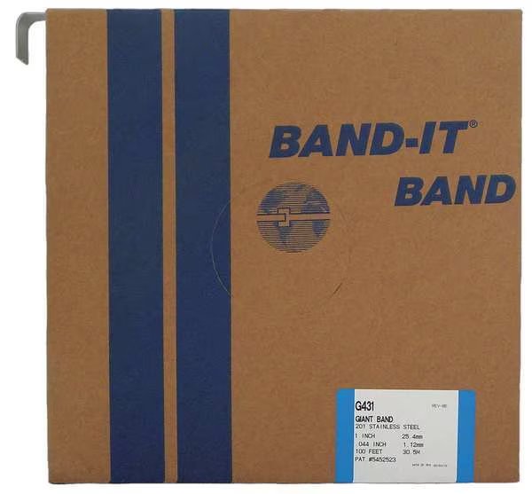 Stainless Steel Band, 44 mil, 100 ft. L, Band-It, Mfr#: GRG431