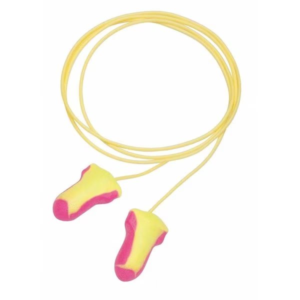 Laser Lite Disposable Corded Earplugs, Foam, Contoured-T Shape, NRR 32 dB, Magenta/Yellow, 5 Pairs, Honeywell Howard Leight, Mfr#: LL-5-30