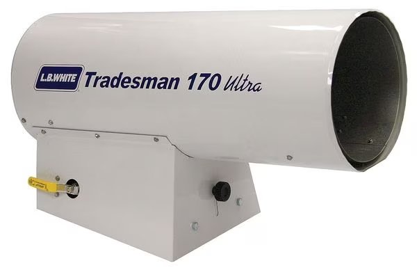 Forced Air Portable Gas Heater, Natural Gas, 125,000 to 155,000 BtuH, L.B. White, Mfr#: CP170EUNN21163T