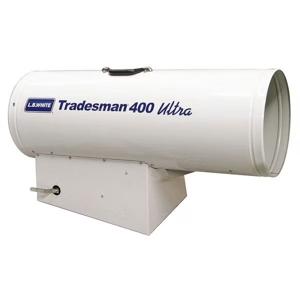 Forced Air Portable Gas Heater, Liquid Propane, 1,582 cfm, 34 1/2 in L, L.B. White, Mfr#: CP400HUPN21163T