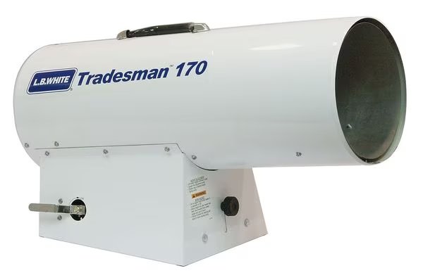 Forced Air Portable Gas Heater, Natural Gas, 125,000 to 155,000 BtuH, L.B. White, Mfr#: CP170ESNN21163T