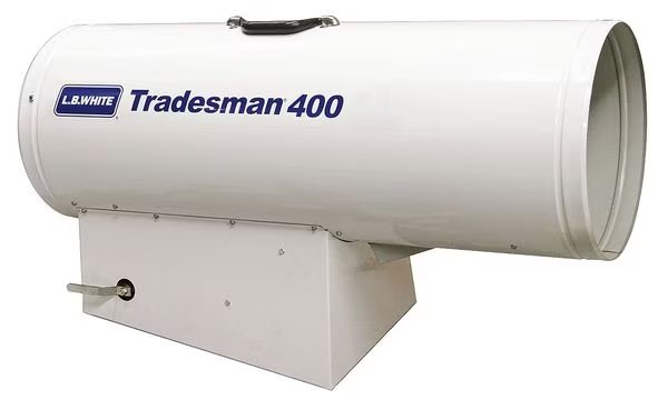 Forced Air Portable Gas Heater, LP, 250,000 to 400,000 BtuH, L.B. White, Mfr#: CP400HSPN21163T