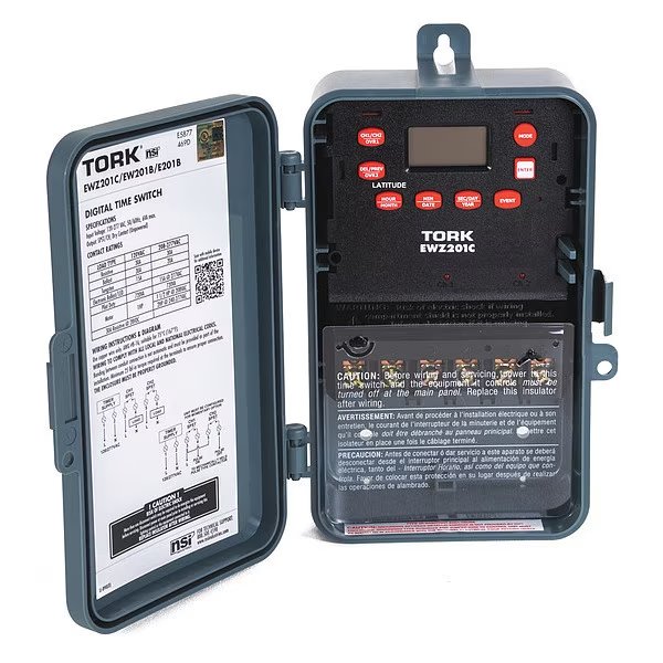 Astronomic Time Switch, 2 Channel 7 Day, Tork, Mfr#: EWZ201C