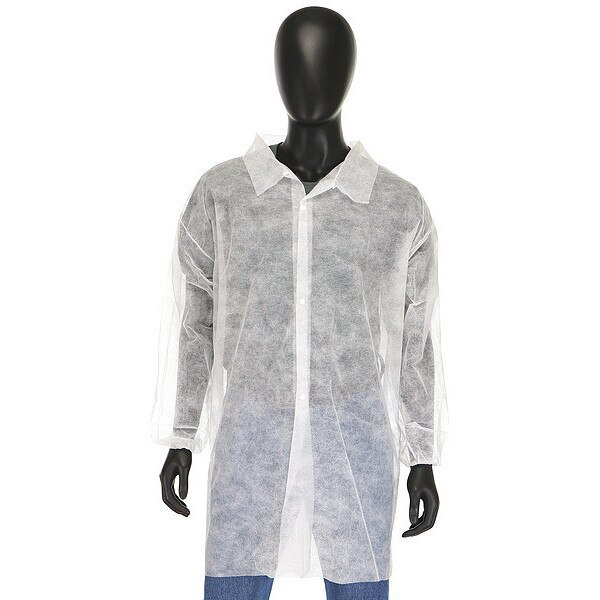 Lab Coat, White Polypropylene, 4XL, PK30, West Chester Protective Gear, Mfr#: 3512/XXXXL