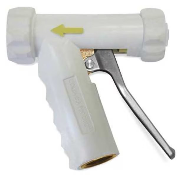Pistol Grip Water Nozzle, 3/4" Female, 150 psi, 7 gpm, White, Sani-Lav, Mfr#: N1W