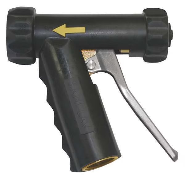 Pistol Grip Water Nozzle, 3/4" Female, 150 psi, 7 gpm, Black, Sani-Lav, Mfr#: N1B