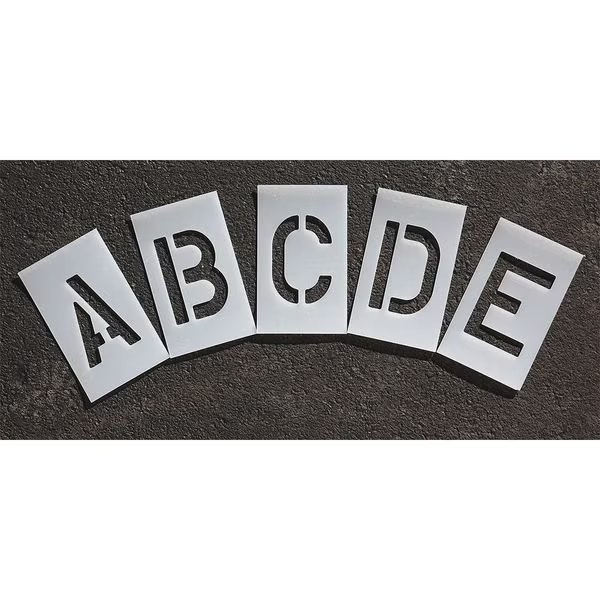Pavement Stencil, 10 in, Alphabet Kit, 1/16, Rae, Mfr#: STL-116-8105