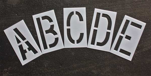 Pavement Stencil, 18 in, Alphabet Kit, 1/16, Rae, Mfr#: STL-116-8185