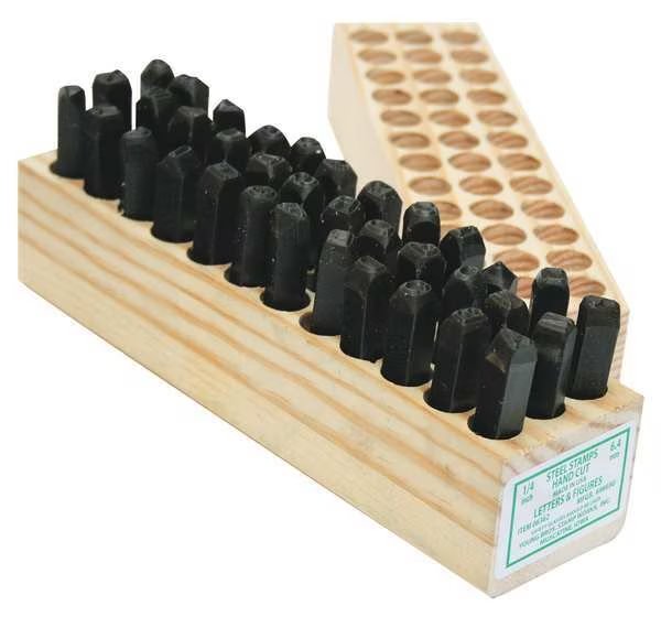 Hand Cut Combo Set, 1/4in H, Gothic, Steel, Young Bros Stamp Works, Mfr#: 06362