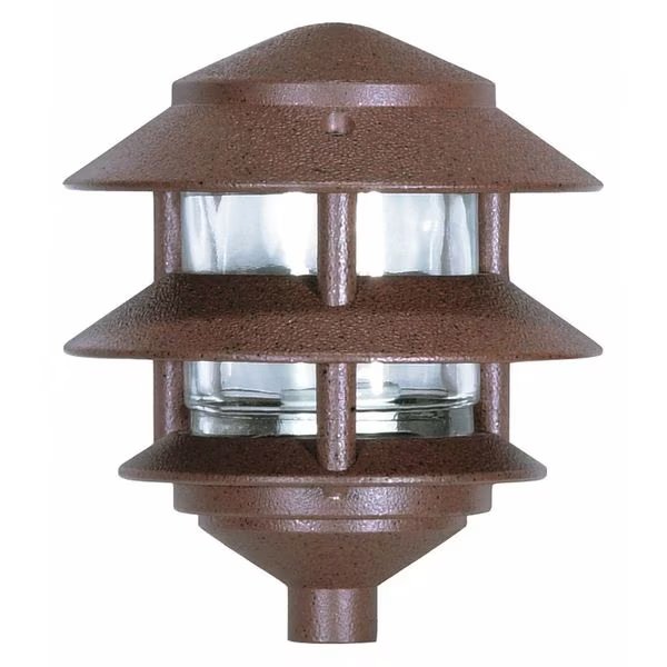 Pagoda Garden Fixture - Small Hood - 1-Light - 2 Louver - Old Bronze Finish, Nuvo, Mfr#: SF76-632