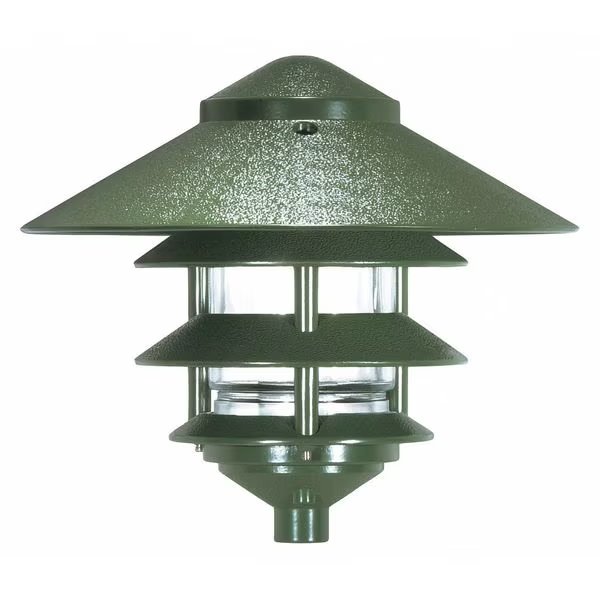 Pagoda Garden Fixture - Large 10 in. Hood - 1-Light - 3 Louver - Green Finish, Nuvo, Mfr#: SF76-636