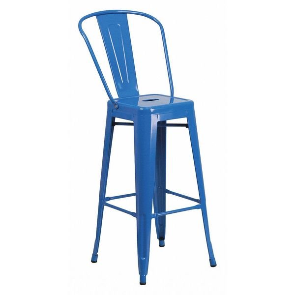 30" High Blue Metal Indoor-Outdoor Barstool, Flash Furniture, Mfr#: CH-31320-30GB-BL-GG