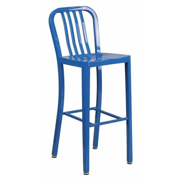 30" High Blue Metal Barstool with Slat Back, Flash Furniture, Mfr#: CH-61200-30-BL-GG