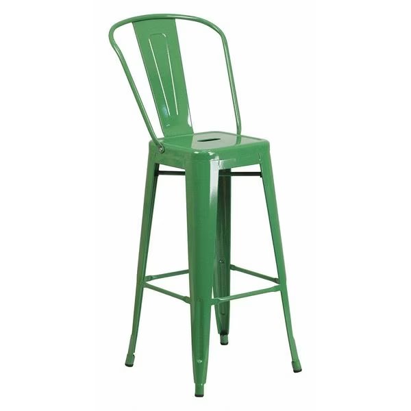 30" High Green Metal Indoor-Outdoor Barstool, Flash Furniture, Mfr#: CH-31320-30GB-GN-GG
