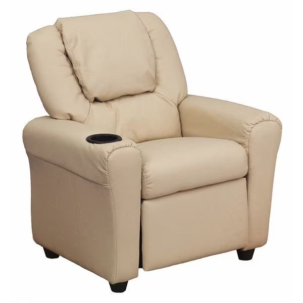 Kids Recliner, 21-1/2" to 36-1/2" x 27", Upholstery Color: Beige, Flash Furniture, Mfr#: DG-ULT-KID-BGE-GG