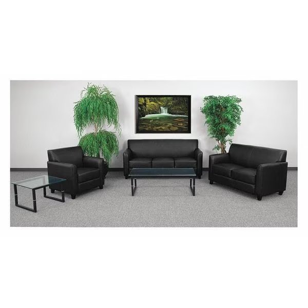 Living Room Set, 29" x 32-1/4" to 32-1/2", Upholstery Color: Black, Flash Furniture, Mfr#: BT-827-SET-BK-GG