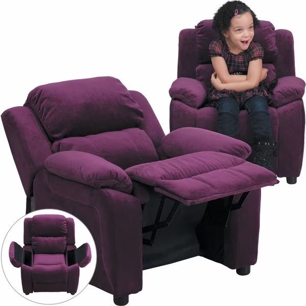 Kids Recliner, 26" to 39" x 28", Upholstery Color: Purple, Flash Furniture, Mfr#: BT-7985-KID-MIC-PUR-GG