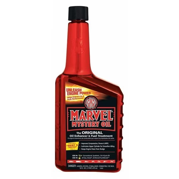 16 Oz. Oil Additive Bottle, Red Clear, Liquid, Marvel Mystery Oil, Mfr#: MM12R