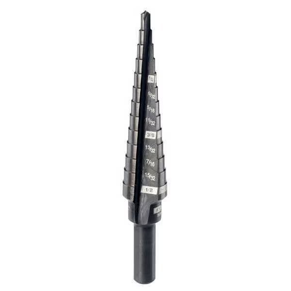 #1 Step Drill Bit, 1/8" - 1/2" by 1/32", Milwaukee Tool, Mfr#: 48-89-9201