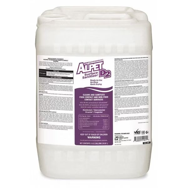Cleaner, Disinfectant and Sanitizer, 5 gal. Pail, Alcohol, Best Sanitizers, Mfr#: SS10002-BSS