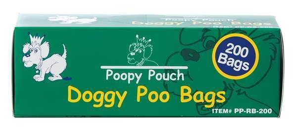 Unscented 3/4 gal Pet Waste Bags, Green, 2000 Bags, Poopy Pouch, Mfr#: PP-RB-200