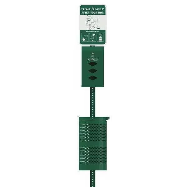 Pet Waste Station, Vertical, White, 17 gal., Poopy Pouch, Mfr#: PP-SD-01-3R200-WP