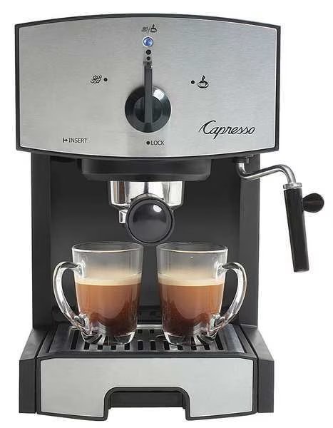 Black/Silver Dual Drip 42 oz. Espresso Machine, Capresso, Mfr#: 117.05