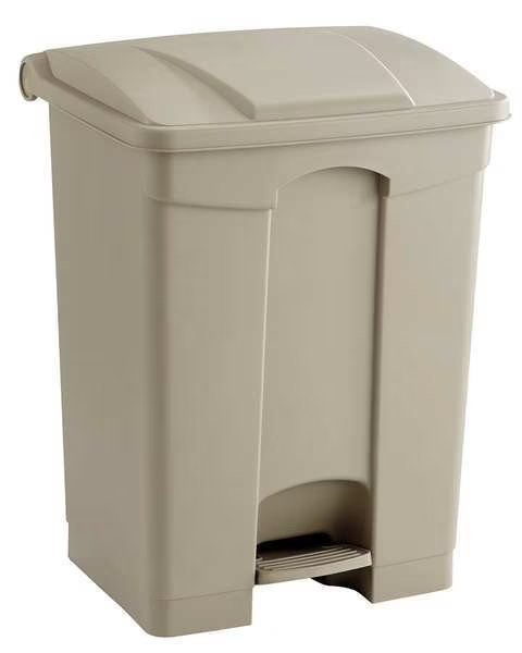 17 gal Rectangular Trash Can, Tan, 16" Dia, Step-On, Plastic, Safco, Mfr#: 9922TN